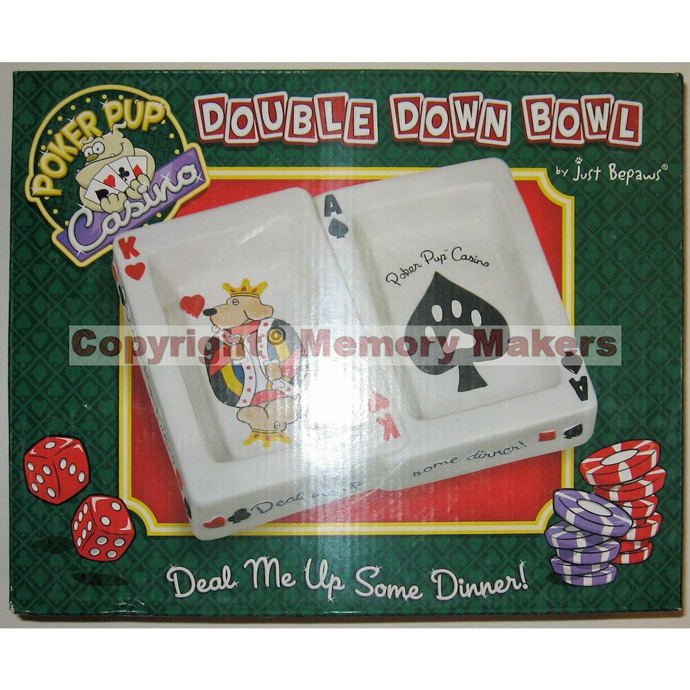 NIB Just Bepaws Poker Pup Casino Small Mini Dog Bowl 'Deal Me Up Some Dinner'
